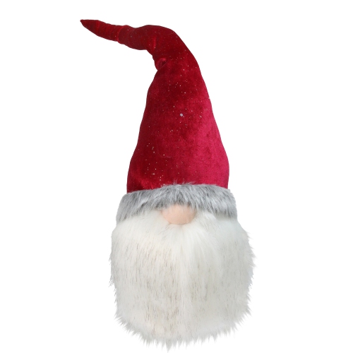 NORTHLIGHT  23" Gnome With Bendable Glitter Velvet Hat Christmas Decoration In Red