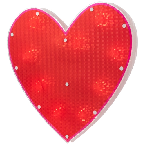 13" Lighted Shimmering Red Heart Valentine's Day Window Silhouette Decoration