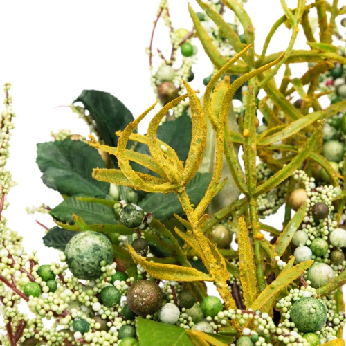 Mixed Leaves Twig Artificial Wreath, Green 12-Inch