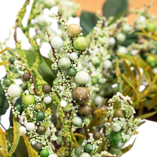 Mixed Leaves Twig Artificial Wreath, Green 12-Inch