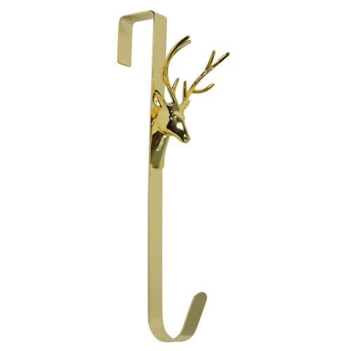 NORTHLIGHT  15.25" Shiny Deer Over The Door Christmas Wreath Hanger In Gold