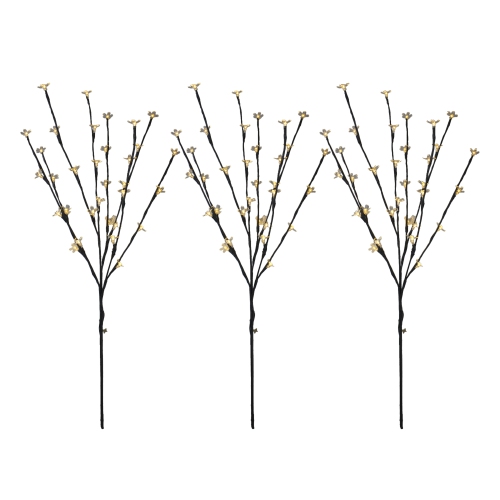 NORTHLIGHT  Set Of 3 Pre-Lit Cherry Blossom Artificial Tree Branches 2.5' - Warm Led Lights In White