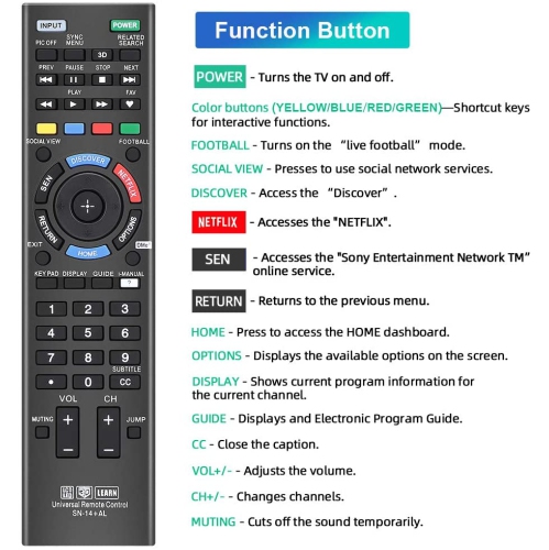 Universal Remote Control for Almost All Sony RM-YD005 RM-YD014 RM-YD018 RM-YD021 RM-YD024 RM-YD025 YD026