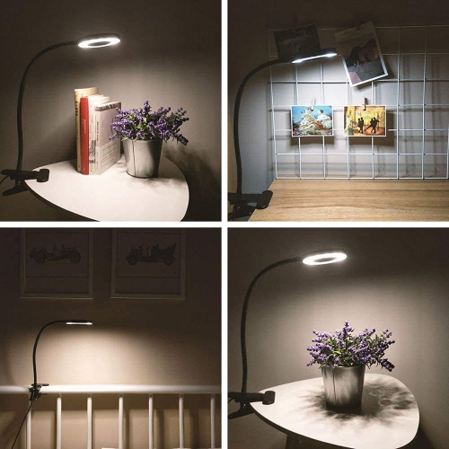 Desk Lamp, LED Clip on Light Reading Lights USB Book Clamp Light with 2 Color Modes Eye Protection Kids Desk