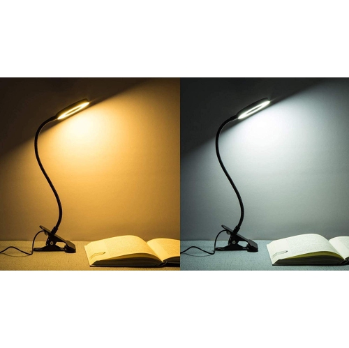 Desk Lamp, LED Clip on Light Reading Lights USB Book Clamp Light with 2 Color Modes Eye Protection Kids Desk