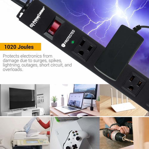 16-Outlet Heavy Duty workshops Parasurtenseur Multiprise avec cordon de 5 pieds 1020 Joules - PrimeCables®