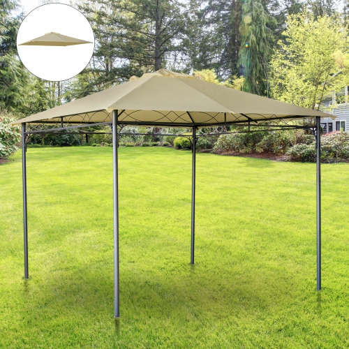Outsunny 9.8' x 9.7' Square Gazebo Canopy Replacement UV Protected Top Cover Sun Shade Beige