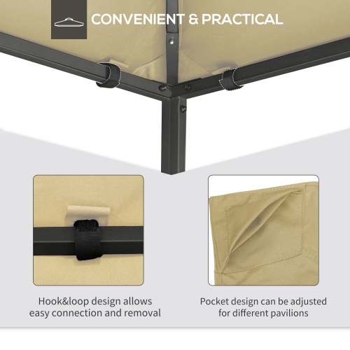 Outsunny 9.8' x 9.7' Square Gazebo Canopy Replacement UV Protected Top Cover Sun Shade Beige