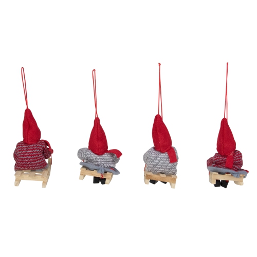 Set of 4 Holiday Kids on Sleds Christmas Ornaments 4"