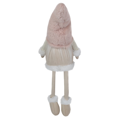 24" Cream and Pink Sitting Christmas Gnome with Dangling Legs