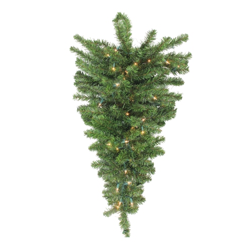 NORTHLIGHT  30" Pre-Lit Canadian Pine Artificial Christmas Teardrop Door Swag - Clear Lights