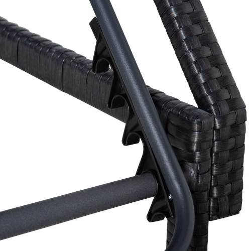 Chaise longue extérieure en osier et rotin Outsunny chaise longue extérieure en rotin, fauteuil de jardin inclinable avec dossier réglable à 5