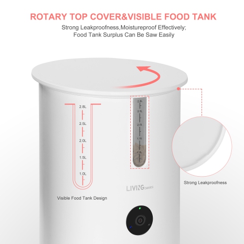 2.4G WiFi Smart Dry Food Dispenser Automatic APP Control Pet Dog & Cat Feeder with Camera - LIVINGbasics®