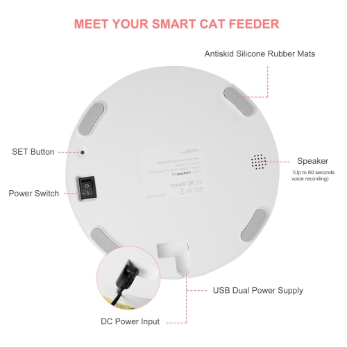 2.4G WiFi Smart Dry Food Dispenser Automatic APP Control Pet Dog & Cat Feeder with Camera - LIVINGbasics®