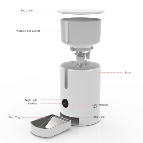 2.4G WiFi Smart Dry Food Dispenser Automatic APP Control Pet Dog & Cat Feeder with Camera - LIVINGbasics®