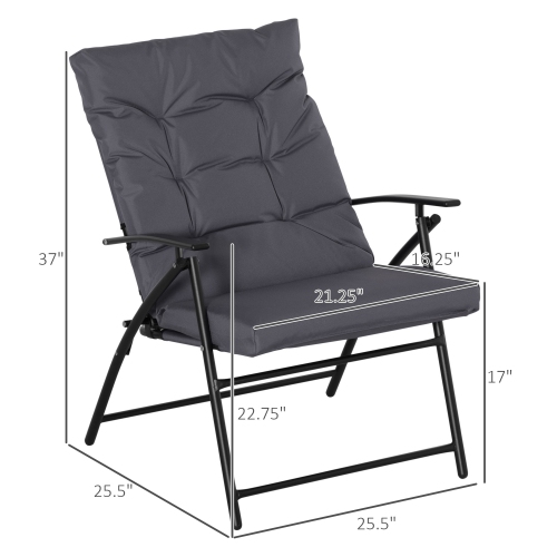 Ensemble de 2 chaises de salle à manger d'extérieur Outsunny, chaise de jardin pliante avec dossier réglable, chaises pliantes rembourrées pour