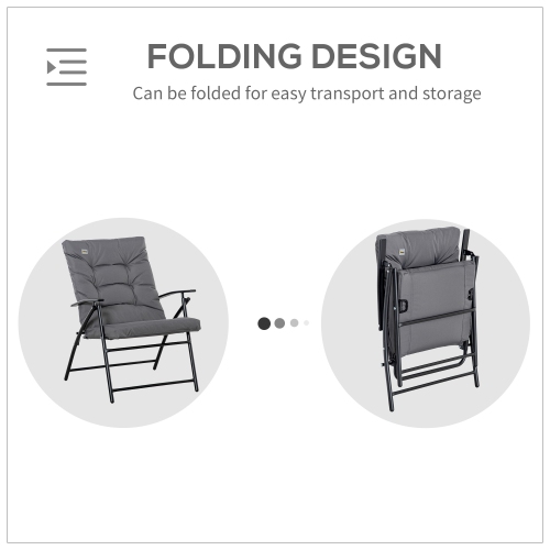 Outsunny Foldable Lounge Chair, Fabric Upholstered Recliner, Outdoor Lounger with Armrest, Metal Frame Camping Beach Chair for Poolside, Deck,