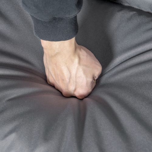 Outsunny Foldable Lounge Chair, Fabric Upholstered Recliner, Outdoor Lounger with Armrest, Metal Frame Camping Beach Chair for Poolside, Deck,