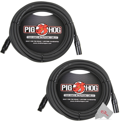 PIG HOG  8MM Xlr Microphone Cable Male to Female 20 Ft Fully Balanced Premium Mic Cable - 2 Units