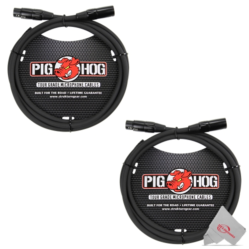 Pig Hog 8mm XLR Microphone Cable Male to Female 6 Ft Fully Balanced Premium Mic Cable - 2 Units