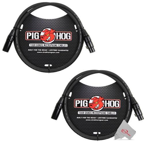 PIG HOG  8MM Xlr Microphone Cable Male to Female 3 Ft Fully Balanced Premium Mic Cable - 2 Units