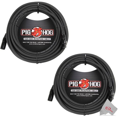 PIG HOG  8MM Xlr Microphone Cable Male to Female 50 Ft Fully Balanced Premium Mic Cable - 2 Units