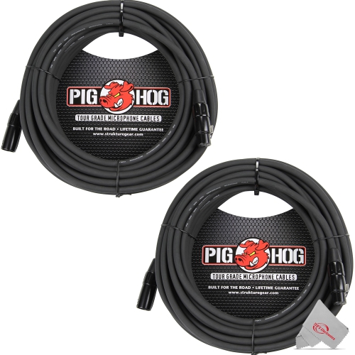 PIG HOG  8MM Xlr Microphone Cable Male to Female 30 Ft Fully Balanced Premium Mic Cable - 2 Units