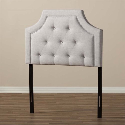 Bowery Hill Modern Fabric Tufted Twin Headboard in Grayish Beige