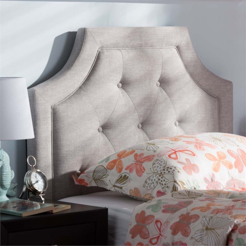 Bowery Hill Modern Fabric Tufted Twin Headboard in Grayish Beige