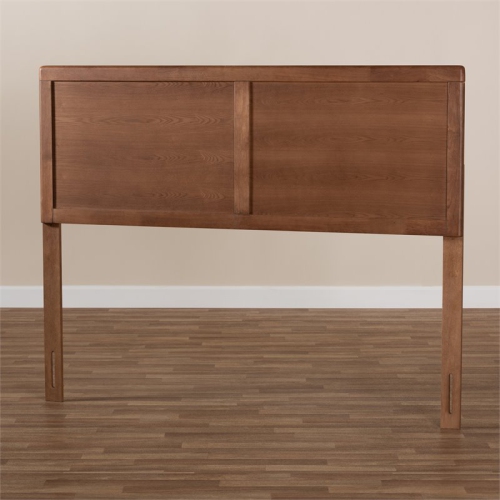 Baxton Studio Raya Mid-Century Wood Queen Headboard in Walnut Brown