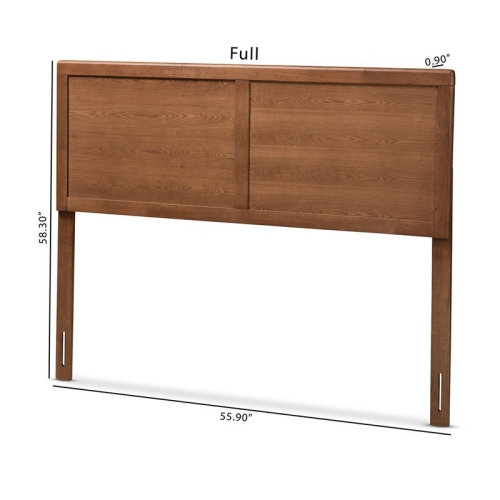 Baxton Studio Raya Mid-Century Wood Queen Headboard in Walnut Brown