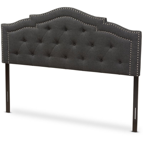 BOWERY HILL  Modern Tufted Queen Panel Headboard In Dark In Gray
