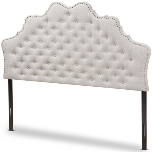 BOWERY HILL  Modern Tufted Queen Panel Headboard In Grayish In Beige