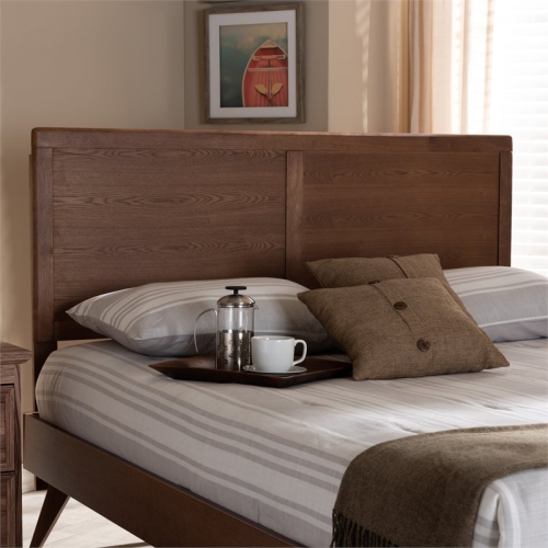 Bowery Hill Mid-Century Wood Queen Headboard in Walnut Brown