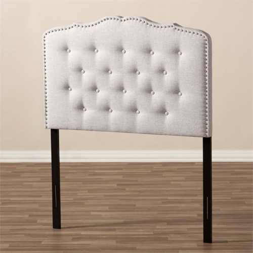 Bowery Hill Modern Fabric Tufted Twin Headboard in Grayish Beige