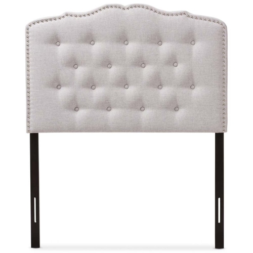 Bowery Hill Modern Fabric Tufted Twin Headboard in Grayish Beige