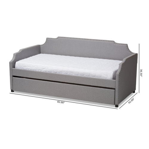 Bowery Hill Grey Upholstered Twin Size Sofa Daybed with Trundle Bed