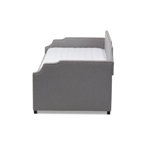 Bowery Hill Grey Upholstered Twin Size Sofa Daybed with Trundle Bed