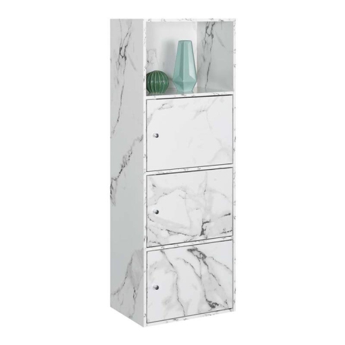 CONVENIENCE CONCEPTS  Xtra Storage 3 Door Cabinet In Faux Marble Wood Finish In White