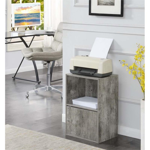 Convenience Concepts Xtra Storage 1 Door Cabinet in Gray Faux Birch Wood Finish