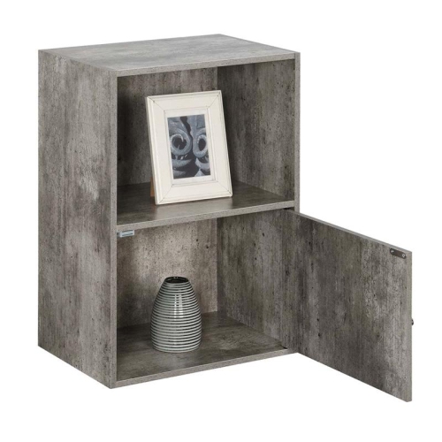 Convenience Concepts Xtra Storage 1 Door Cabinet in Gray Faux Birch Wood Finish