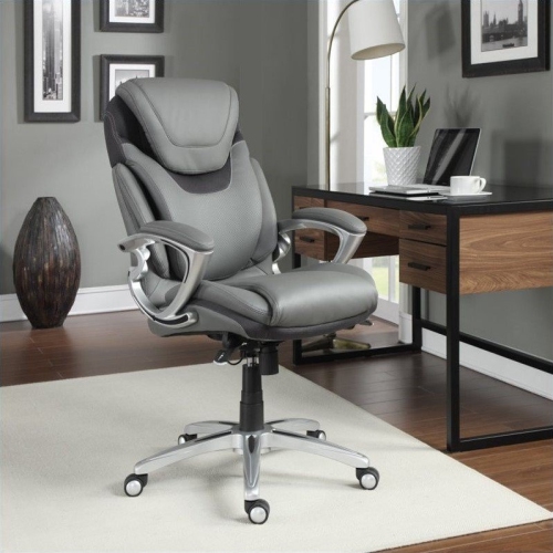 SCRANTON & CO  Modern Executive Office Chair Grey Bonded Leather