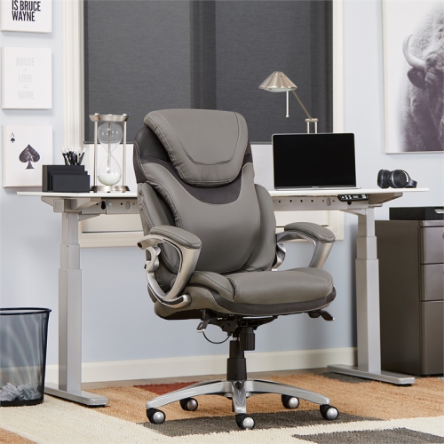 Scranton & Co Modern Executive Office Chair Grey Bonded Leather