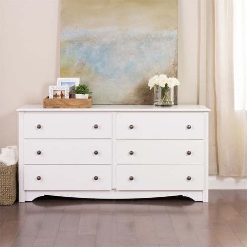 Wright Home Traditional Wood 6 Drawer Dresser in White