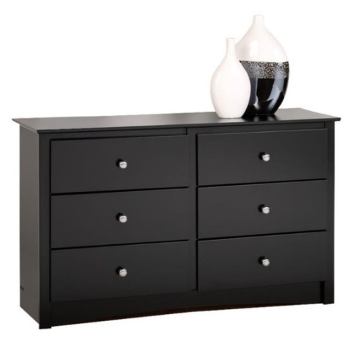 WRIGHT HOME  Transitional Wood 6 Drawer Dresser In Black