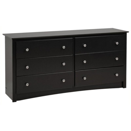 WRIGHT HOME  Transitional Wood 6 Drawer Dresser In Black