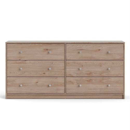 Pemberly Row Engineered Wood Brown Contemporary 6 Drawer Double Dresser
