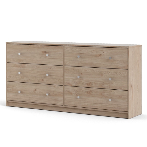 Pemberly Row Engineered Wood Brown Contemporary 6 Drawer Double Dresser
