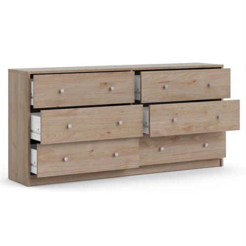 Pemberly Row Engineered Wood Brown Contemporary 6 Drawer Double Dresser