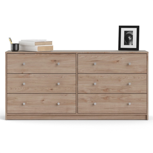 Pemberly Row Engineered Wood Brown Contemporary 6 Drawer Double Dresser